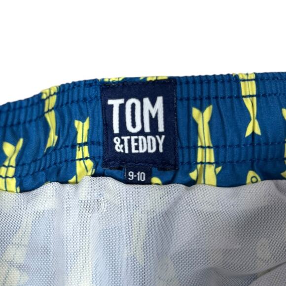 Tom & Teddy Boys Classic Swim Shorts Trunks 9-10 Sardines Print Navy Yellow Fish - Picture 5 of 5